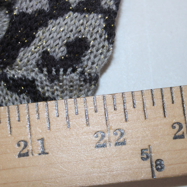 Christine Alexander Wrap Sweater Sz XL Gray Brown Rhinestones Animal Prnt Cotton