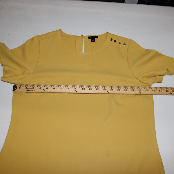 Ann Taylor Dress Sz 10 Mustard Yellow Pockets Knee Length 100% Polyester Dress