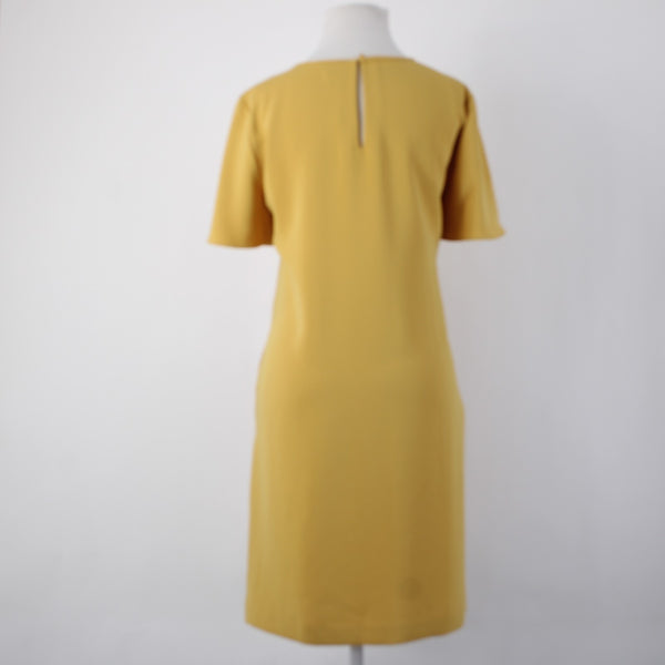 Ann Taylor Dress Sz 10 Mustard Yellow Pockets Knee Length 100% Polyester Dress