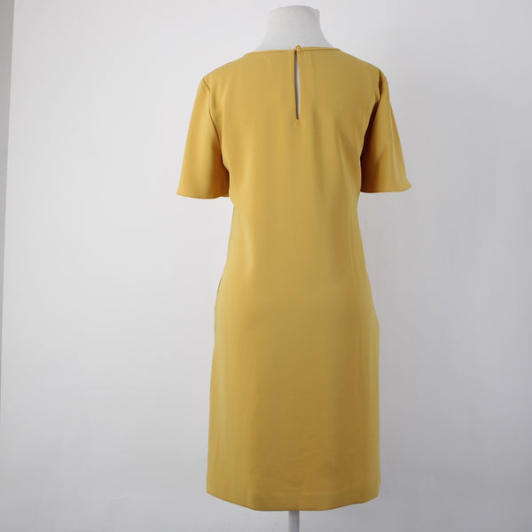 Ann Taylor Dress Sz 10 Mustard Yellow Pockets Knee Length 100% Polyester Dress