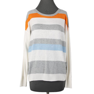 Vince Camuto Sz M Gray Bold Stripe Polyester Blend Super Fine Knit Sweater