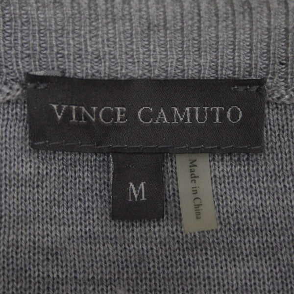 Vince Camuto Sz M Gray Bold Stripe Polyester Blend Super Fine Knit Sweater
