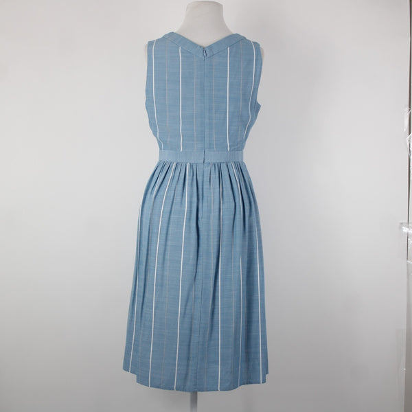Gal Meets Glam Sz 0 Blue White Gray Striped Buttons 100% Viscose Polyester Dress