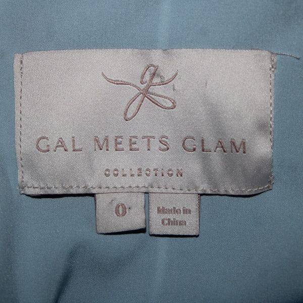Gal Meets Glam Sz 0 Blue White Gray Striped Buttons 100% Viscose Polyester Dress