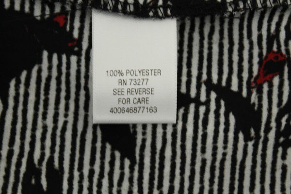 Candie's Sz L Black White Striped Red Floral 100% Polyester Button Front Top