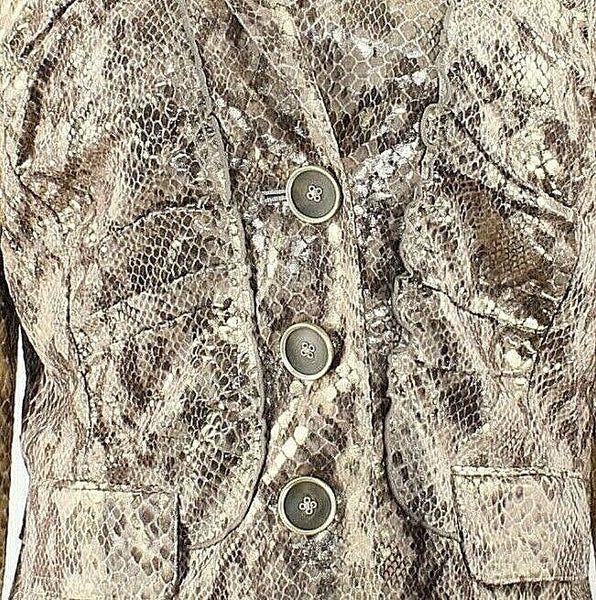 Chicos Layla NEW $139 Sz 0 Gold Brown Snake Ruched Peplum Polyester Jacket