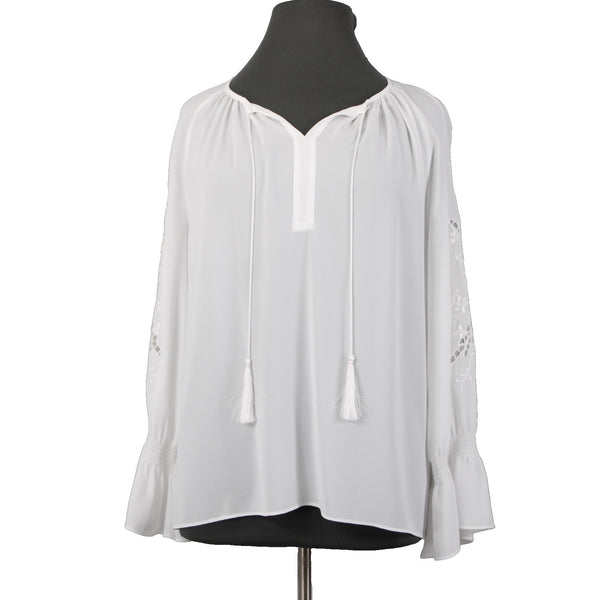 Joseph Ribkoff Top NEW Sz 18 Off White Sheer Embroidered Eyelet 100% Poly Top