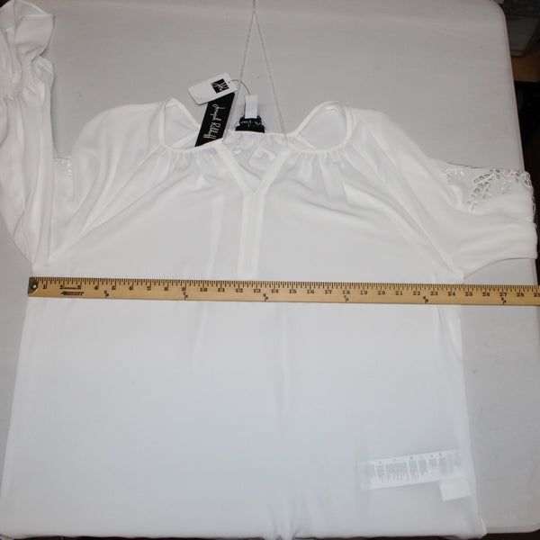 Joseph Ribkoff Top NEW Sz 18 Off White Sheer Embroidered Eyelet 100% Poly Top
