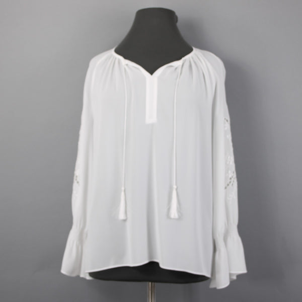 Joseph Ribkoff Top NEW Sz 18 Off White Sheer Embroidered Eyelet 100% Poly Top