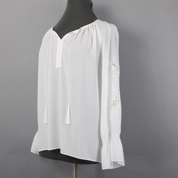 Joseph Ribkoff Top NEW Sz 18 Off White Sheer Embroidered Eyelet 100% Poly Top