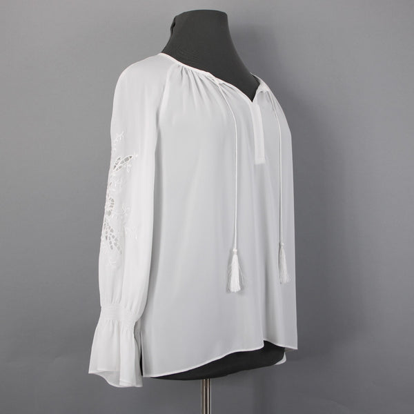 Joseph Ribkoff Top NEW Sz 18 Off White Sheer Embroidered Eyelet 100% Poly Top