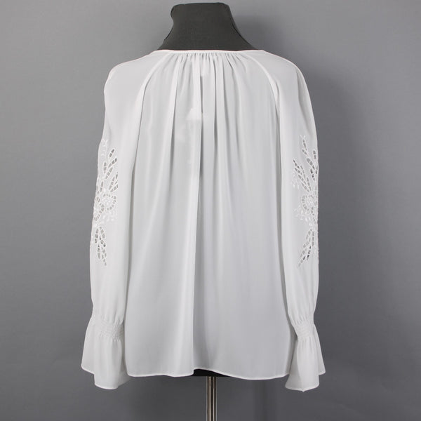 Joseph Ribkoff Top NEW Sz 18 Off White Sheer Embroidered Eyelet 100% Poly Top