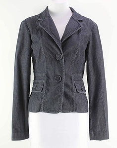 Halogen Sz M Blue Cotton Stretch Blend Denim Jacket