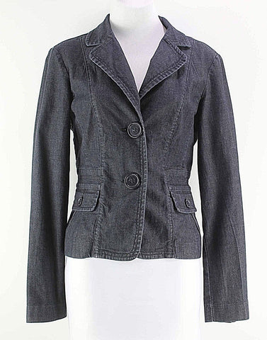 Halogen Sz M Blue Cotton Stretch Blend Denim Jacket