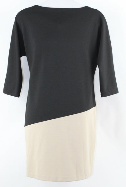 Dana Buchman Sz L Black Tan Color Block Poly Rayon Spandex Blend Dress