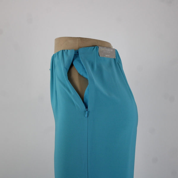 Chicos NEW Sz 10r x 32 Aqua Blue Elastic Waist Wide Leg Polyester Spandex Pant
