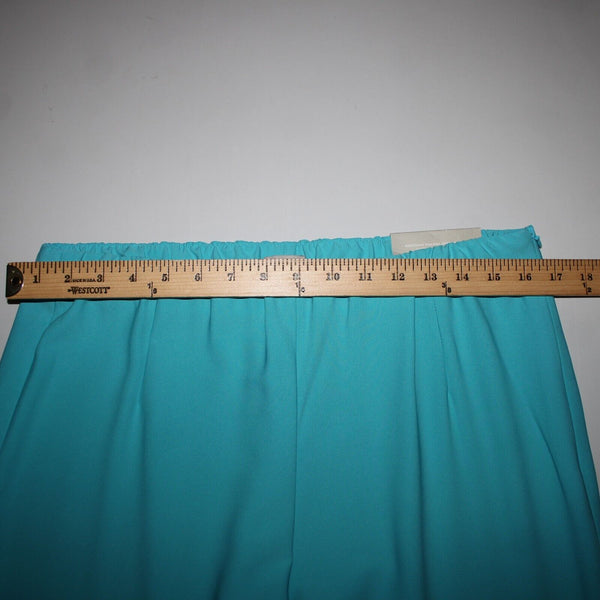 Chicos NEW Sz 10r x 32 Aqua Blue Elastic Waist Wide Leg Polyester Spandex Pant