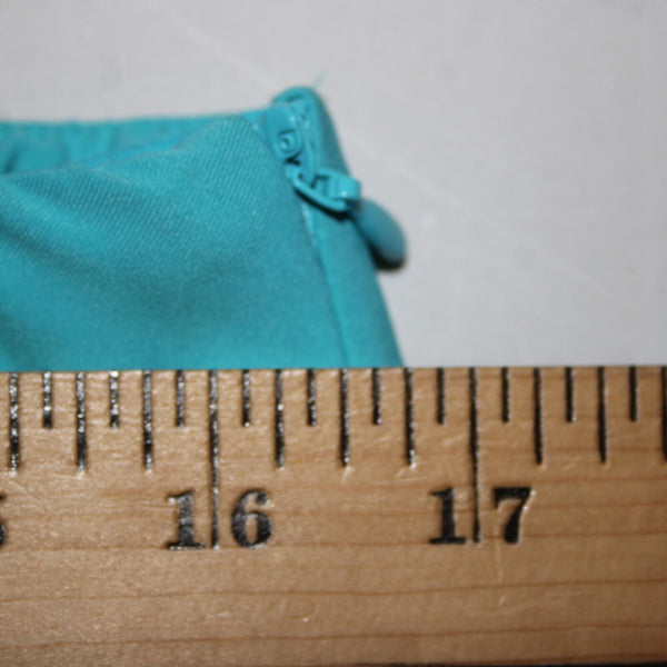 Chicos NEW Sz 10r x 32 Aqua Blue Elastic Waist Wide Leg Polyester Spandex Pant