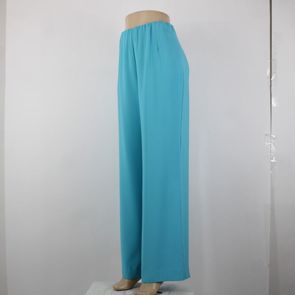 Chicos NEW Sz 10r x 32 Aqua Blue Elastic Waist Wide Leg Polyester Spandex Pant