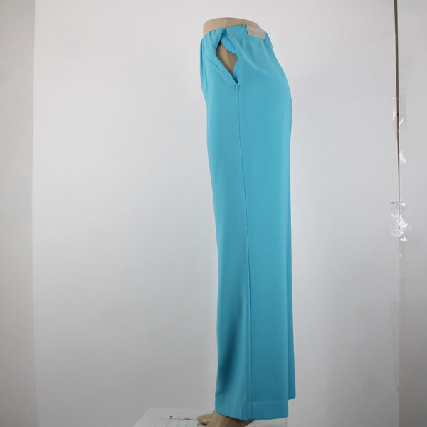 Chicos NEW Sz 10r x 32 Aqua Blue Elastic Waist Wide Leg Polyester Spandex Pant