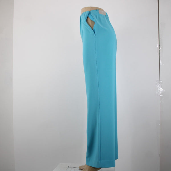 Chicos NEW Sz 10r x 32 Aqua Blue Elastic Waist Wide Leg Polyester Spandex Pant