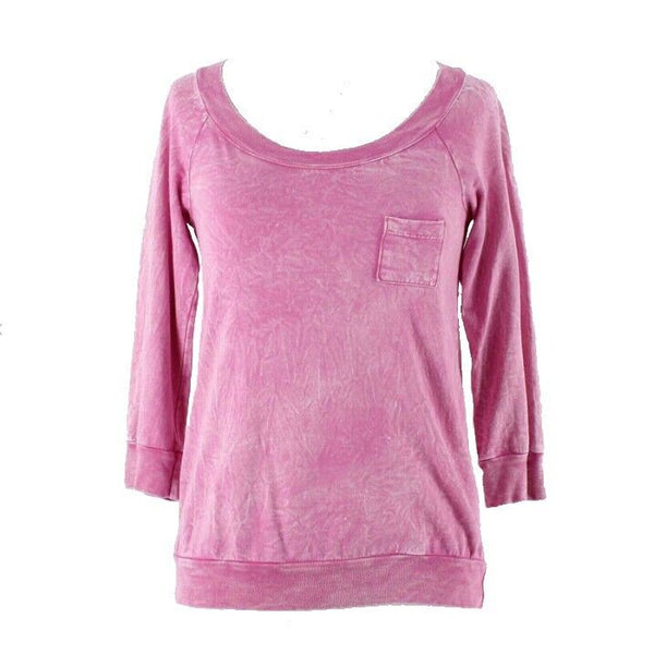 Splendid Sz 12 Girl Pink Fade Patch Pocket Banded Waist 100% Cotton Knit Top