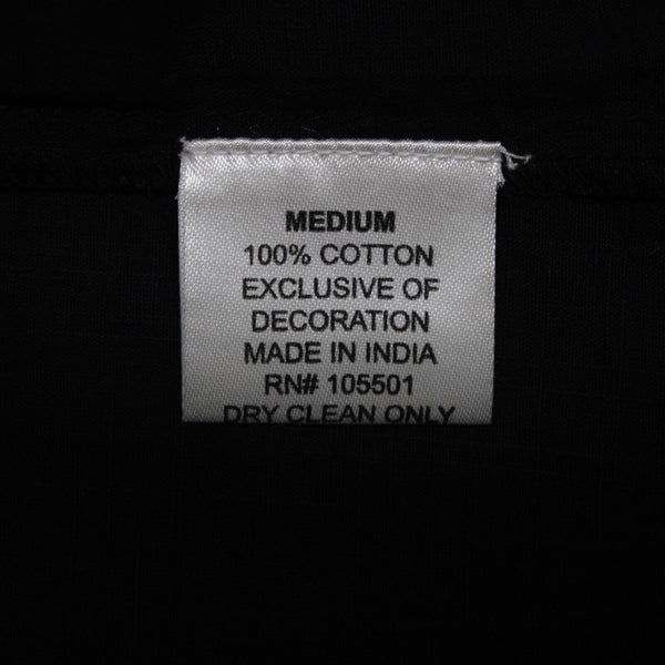 Double D Ranch Sz M Black Multi Embroidered V Neck Tab Sl Button 100% Cotton Top