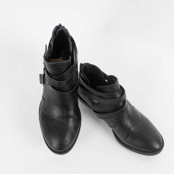 BOC  Sz 6.5M Black Strappy Man Made Upper Balance Man Made Materials Ankle Boot