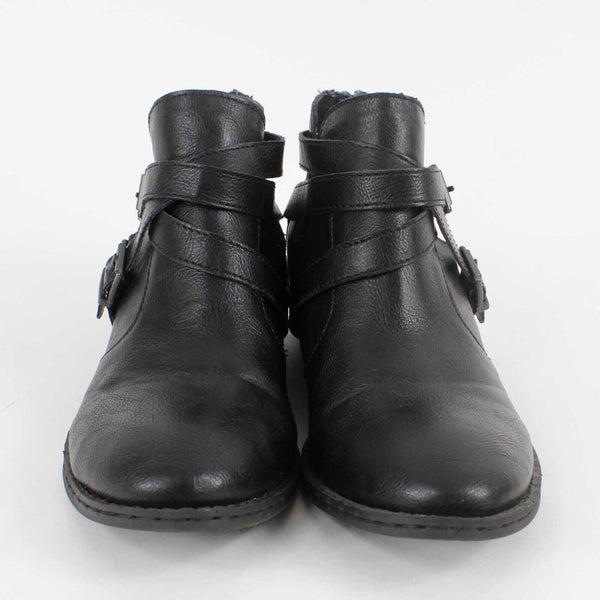BOC  Sz 6.5M Black Strappy Man Made Upper Balance Man Made Materials Ankle Boot
