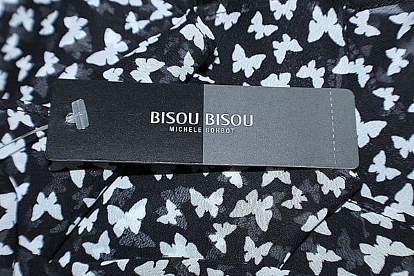 Bisou Bisou NEW $36 Size XS Black White Open Flowy Ditzy Polyester Top