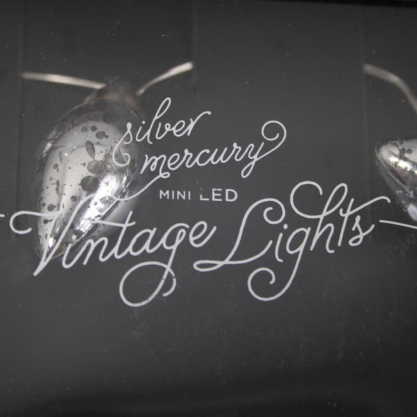 Pottery Barn Holiday Silver Mercury 15 Feet Mini Led Vintage Bulb Lights