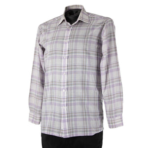Wilkes Bashford A252 Stuart Sz No Size M? Lavender White Brown Cotton Poly Shirt