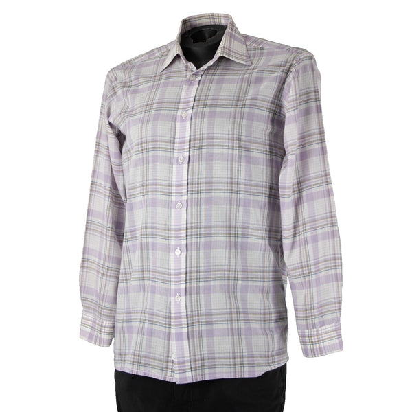 Wilkes Bashford A252 Stuart Sz No Size M? Lavender White Brown Cotton Poly Shirt