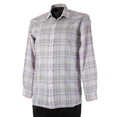 Wilkes Bashford A252 Stuart Sz No Size M? Lavender White Brown Cotton Poly Shirt