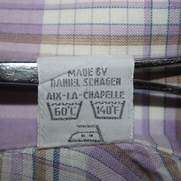 Wilkes Bashford A252 Stuart Sz No Size M? Lavender White Brown Cotton Poly Shirt