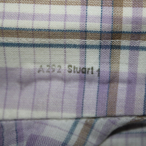 Wilkes Bashford A252 Stuart Sz No Size M? Lavender White Brown Cotton Poly Shirt