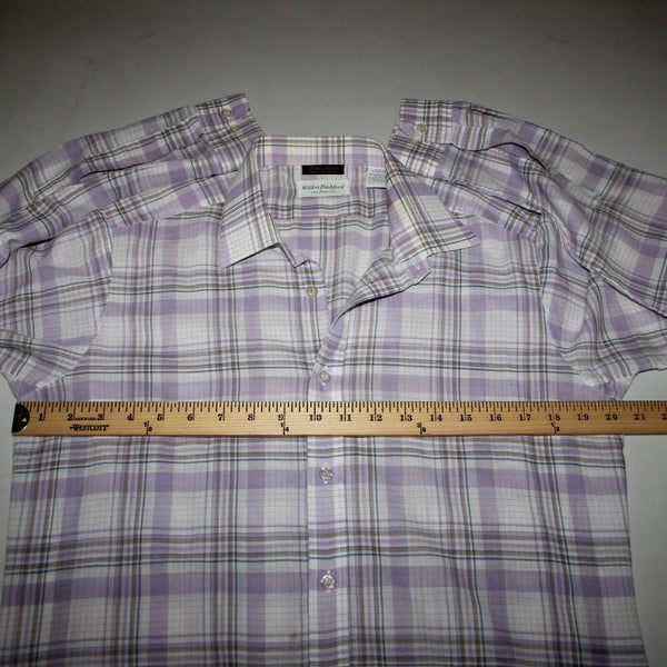 Wilkes Bashford A252 Stuart Sz No Size M? Lavender White Brown Cotton Poly Shirt