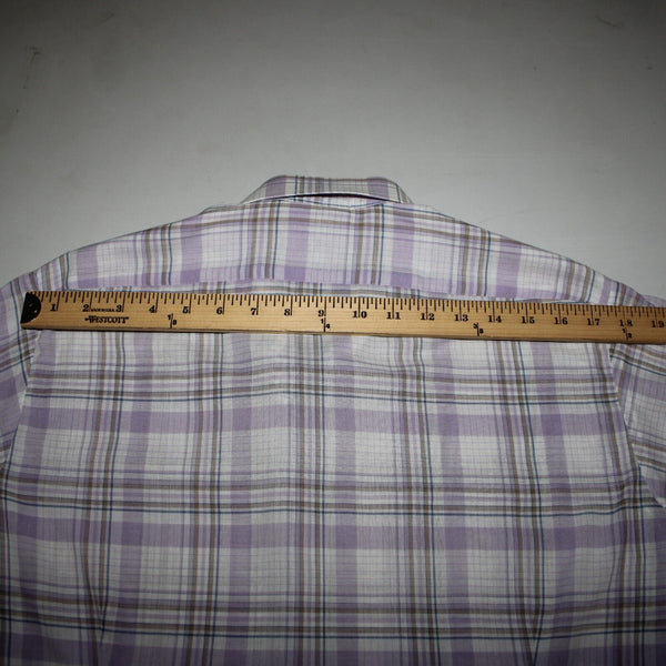Wilkes Bashford A252 Stuart Sz No Size M? Lavender White Brown Cotton Poly Shirt