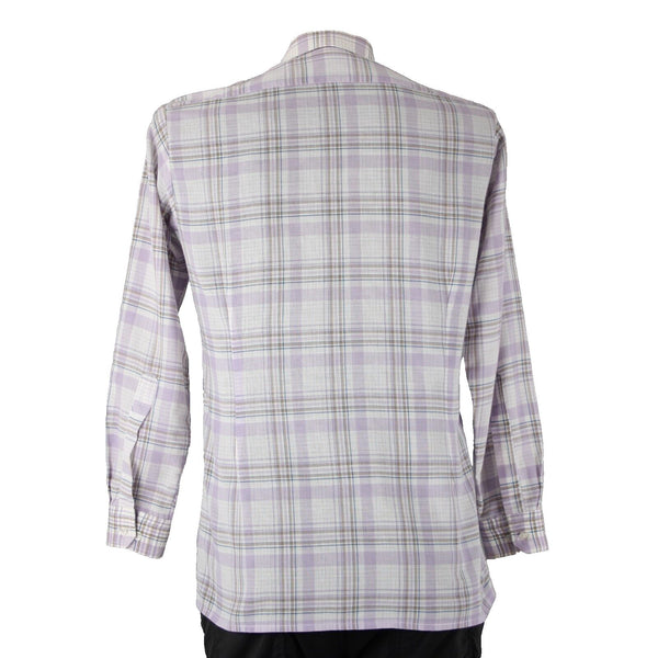 Wilkes Bashford A252 Stuart Sz No Size M? Lavender White Brown Cotton Poly Shirt