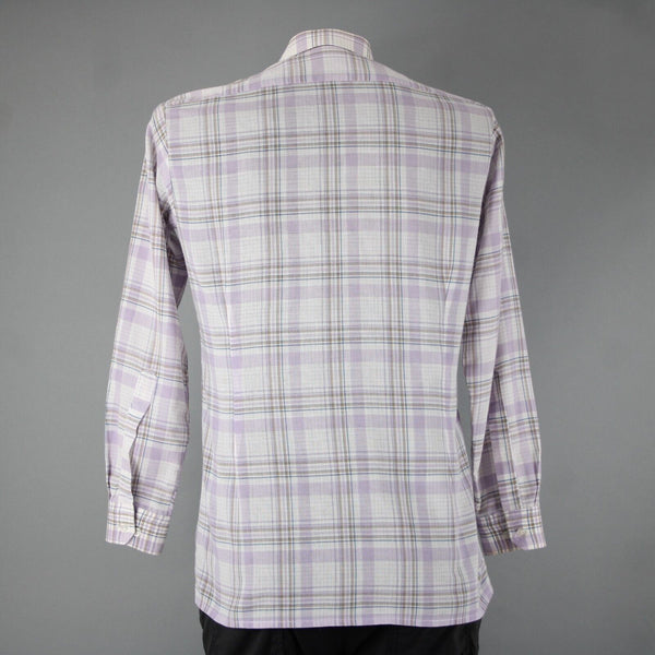 Wilkes Bashford A252 Stuart Sz No Size M? Lavender White Brown Cotton Poly Shirt