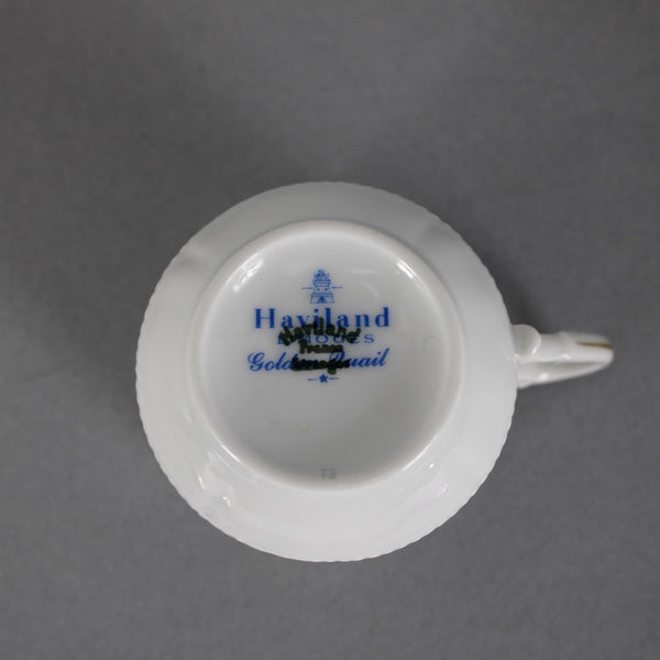 Haviland Teacup With Saucer Golden Luail White Multi Bird Teacup With Saucer