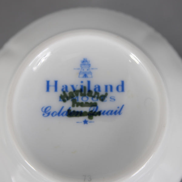 Haviland Teacup With Saucer Golden Luail White Multi Bird Teacup With Saucer