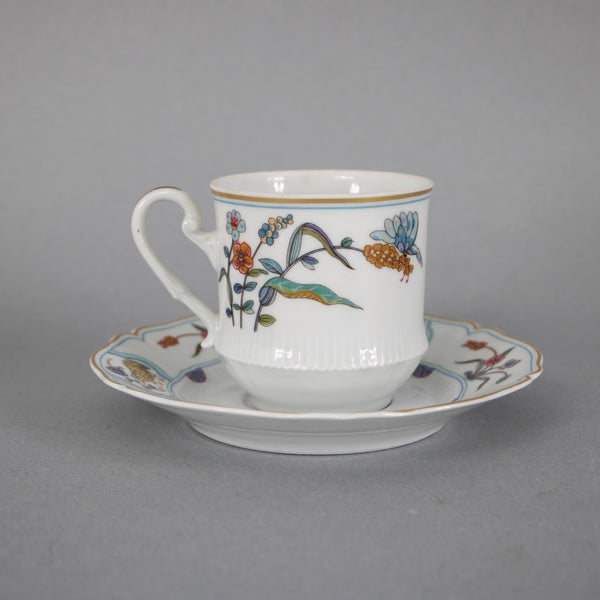 Haviland Teacup With Saucer Golden Luail White Multi Bird Teacup With Saucer