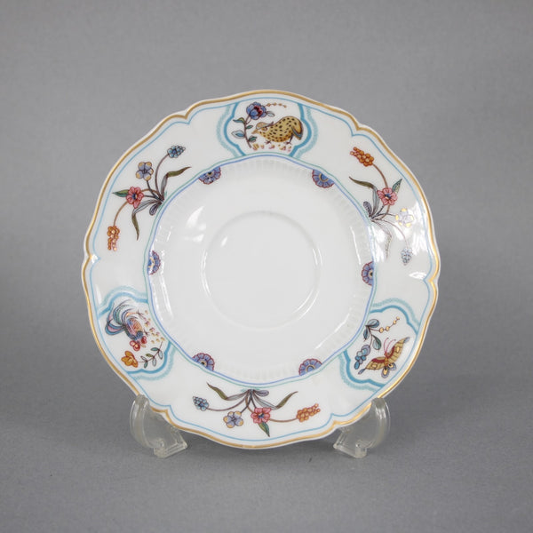 Haviland Teacup With Saucer Golden Luail White Multi Bird Teacup With Saucer