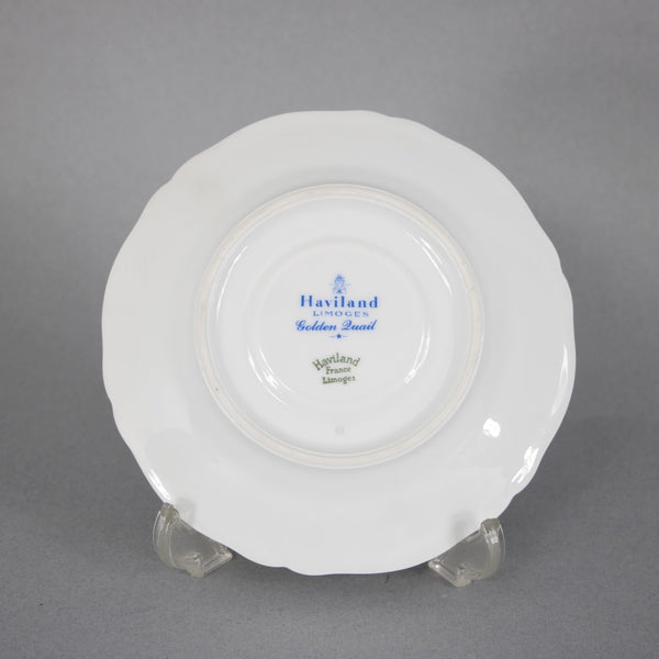 Haviland Teacup With Saucer Golden Luail White Multi Bird Teacup With Saucer