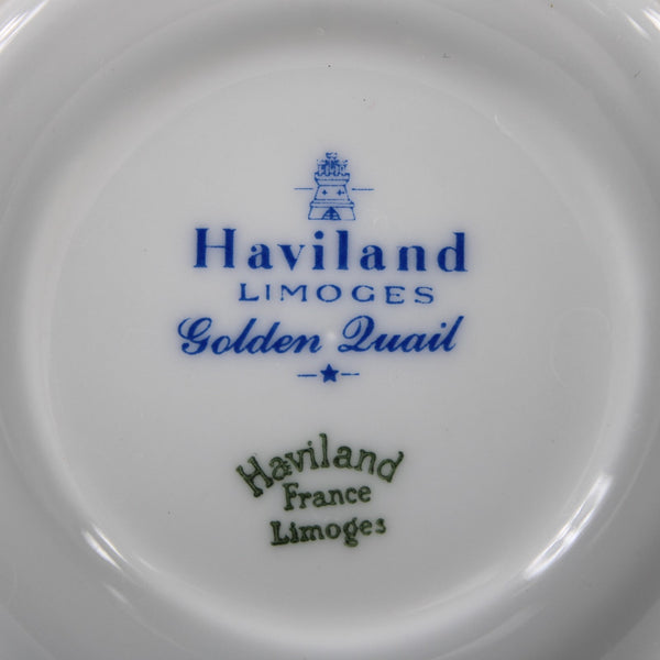 Haviland Teacup With Saucer Golden Luail White Multi Bird Teacup With Saucer