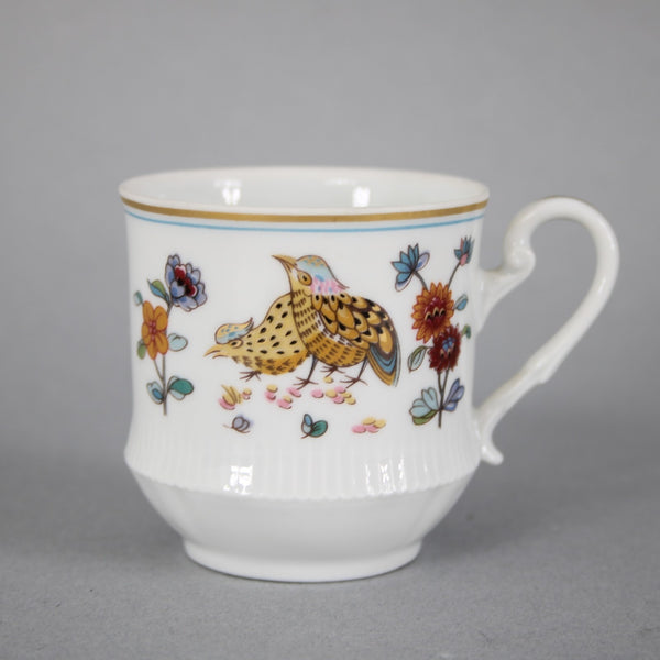 Haviland Teacup With Saucer Golden Luail White Multi Bird Teacup With Saucer