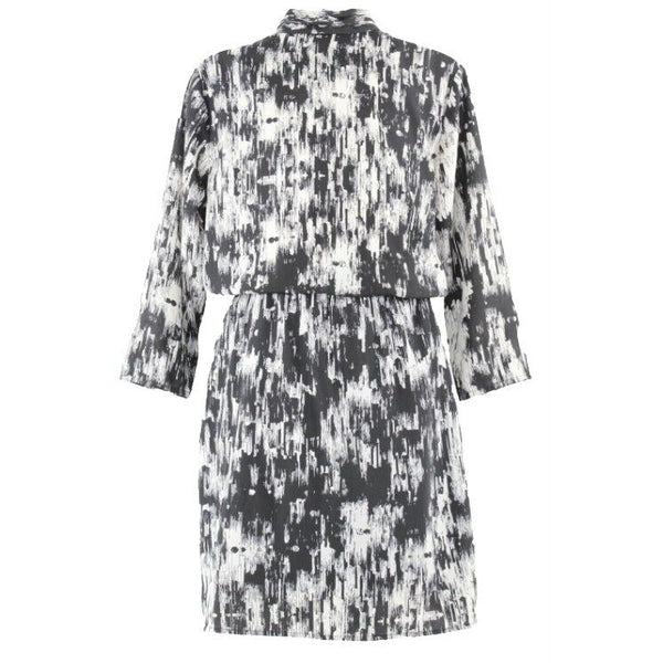 Collective Concepts Sz S Black Cream Faux Wrap 100% Polyester Dress