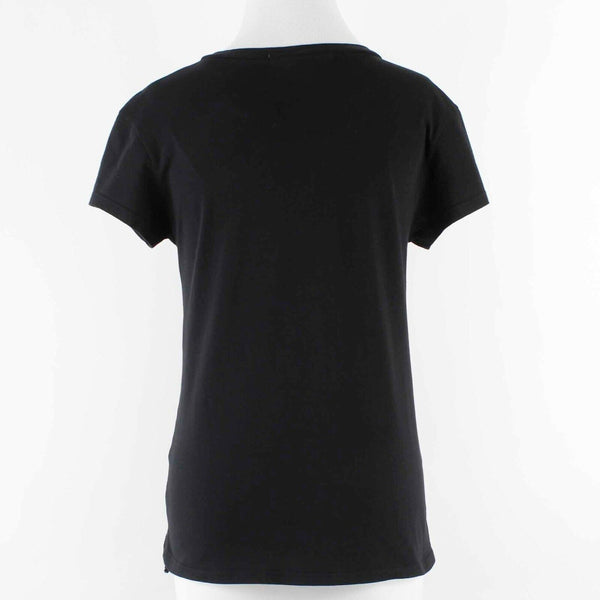 Pam & Gela NEW $138 Sz M Black Asym Corset Laced Front T Top