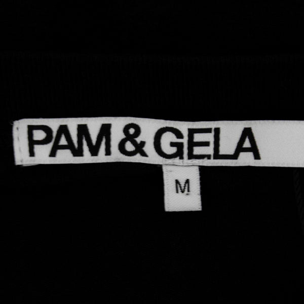 Pam & Gela NEW $138 Sz M Black Asym Corset Laced Front T Top